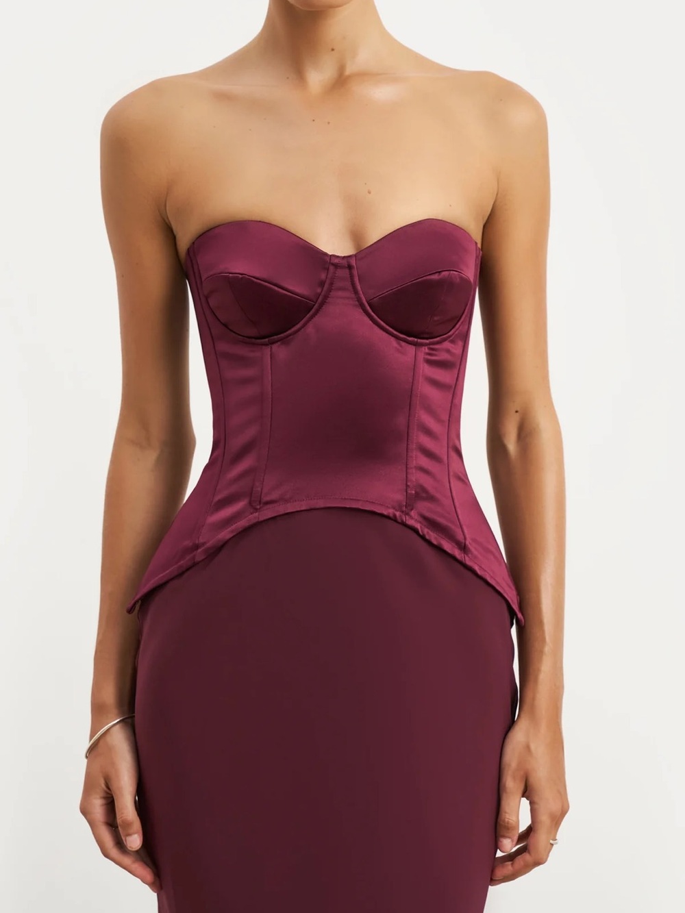 Satin Corset Gown w Sweetheart Neckline - Picture 3 of 8